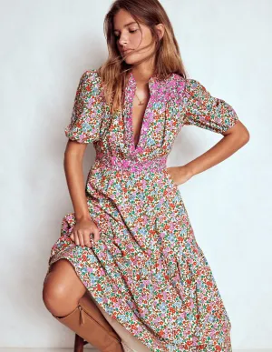 Gallery Tour Comfy Smart Beatrice Cotton Midi Dress-Multi, Flowerbed Cluster