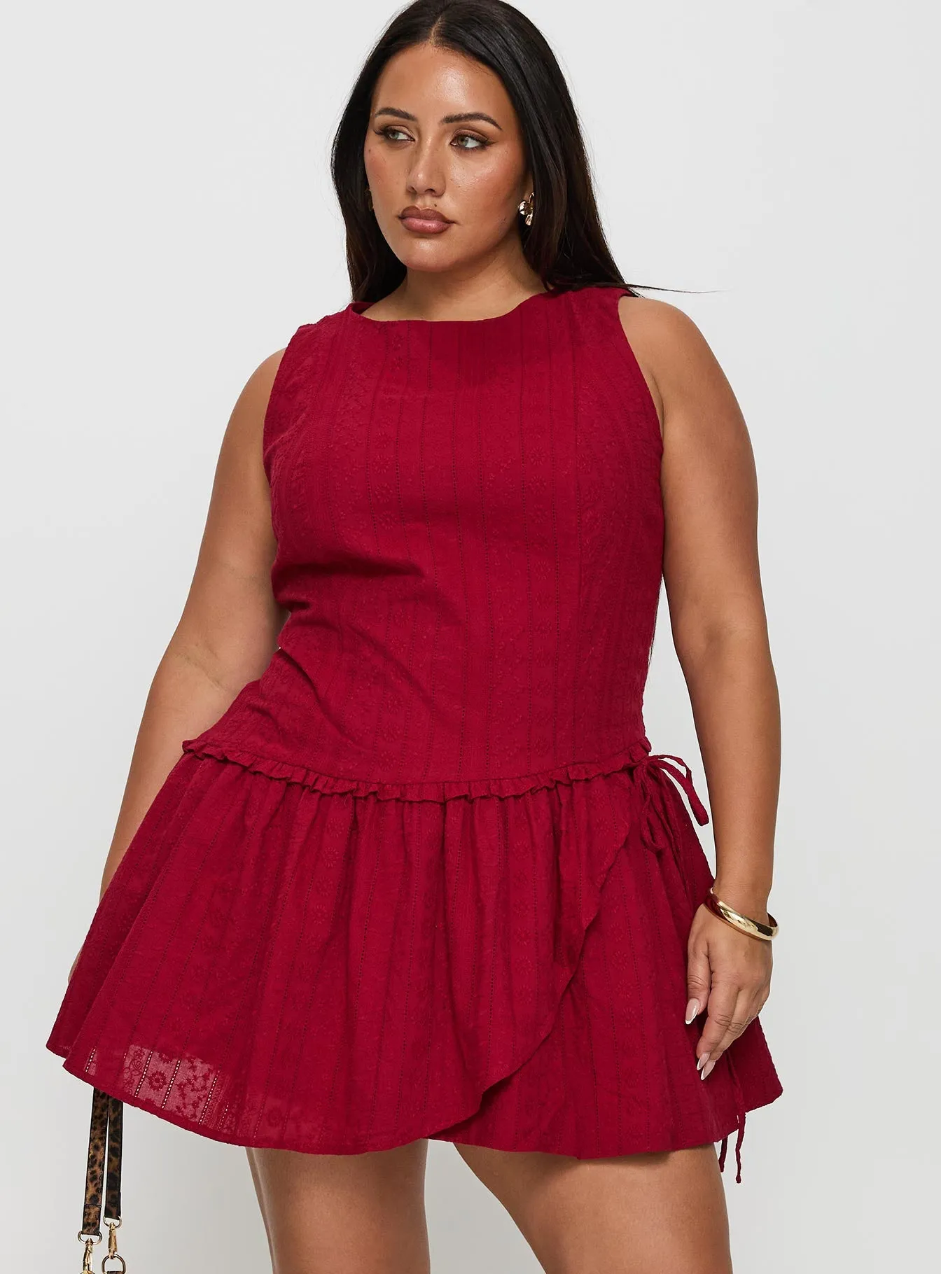 Sheer Glam Cosie Mini Dress Red Curve
