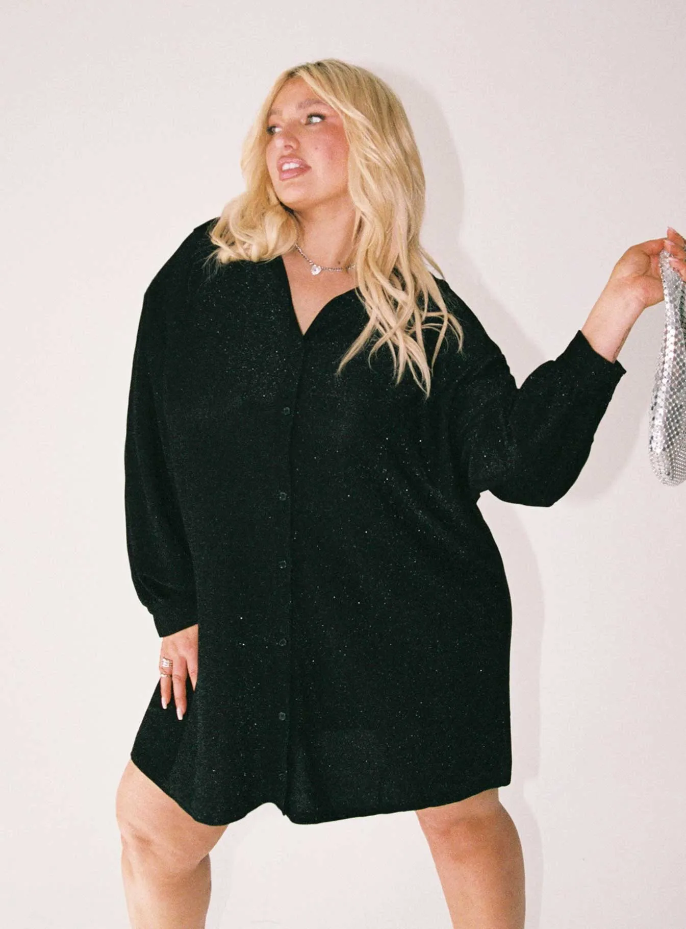Trendy Edge Evolving Shirt Dress Black Curve