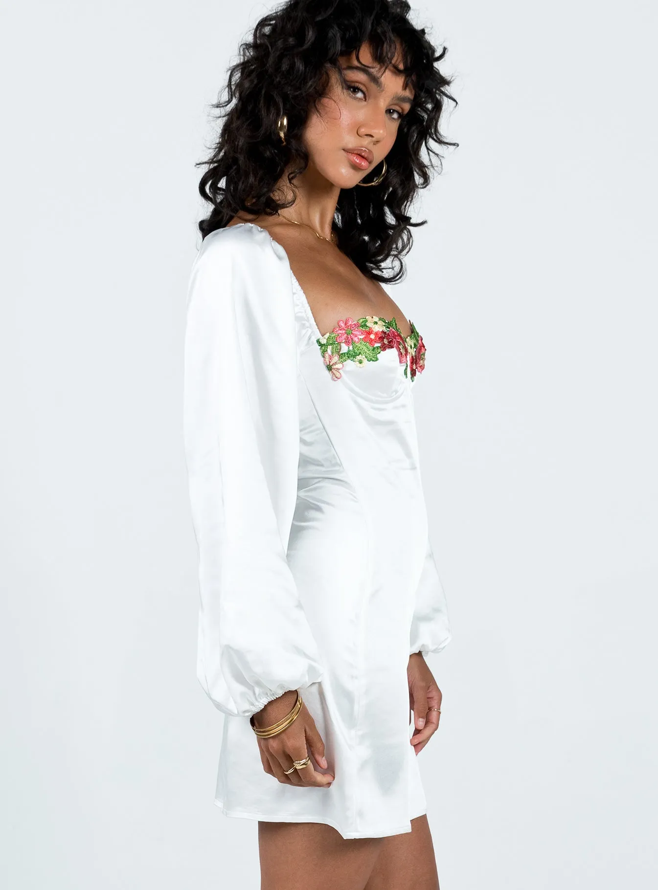 Kenzie Long Sleeve Mini Dress White Smart Casual Wear