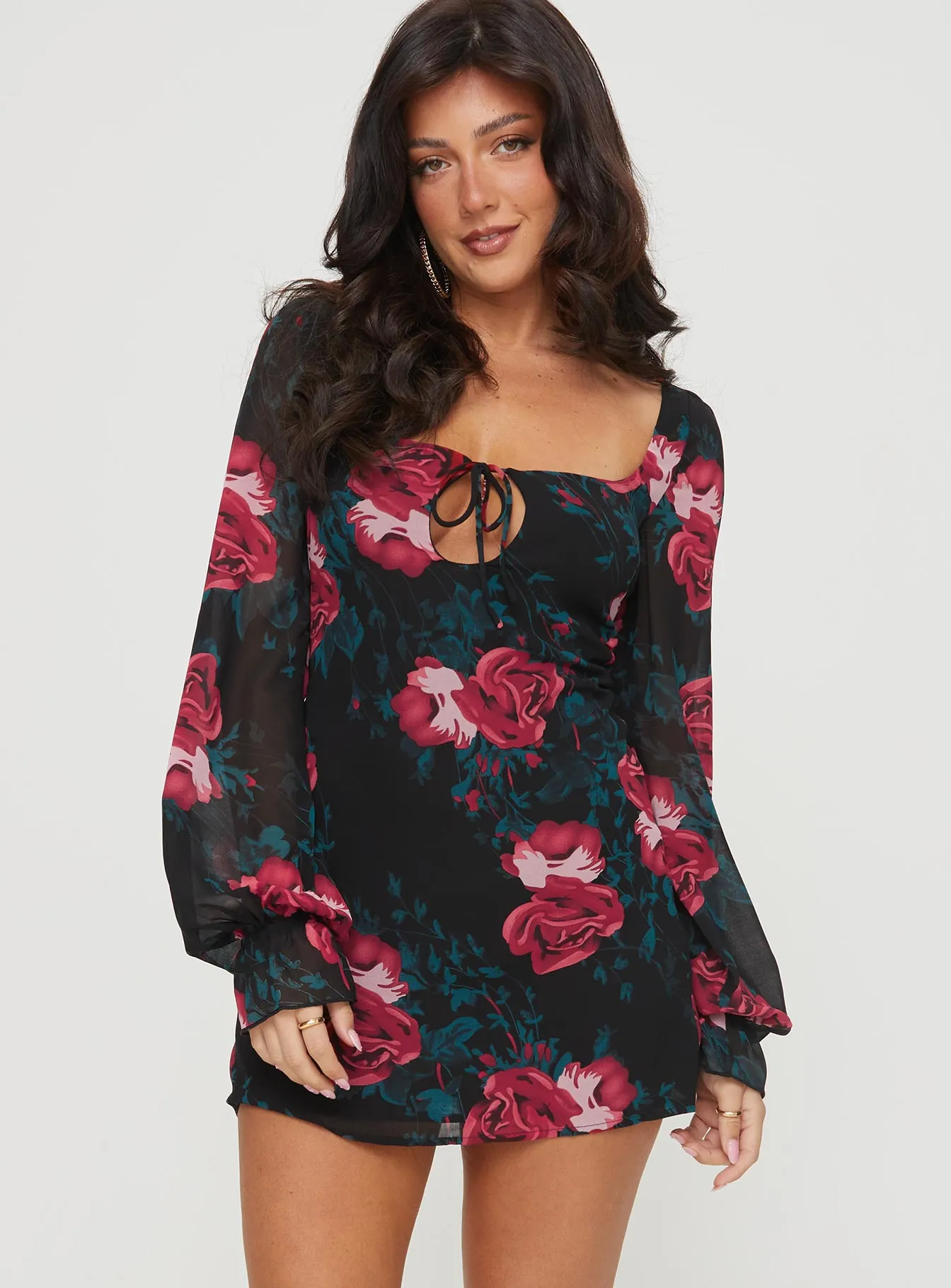 Stage Light Bayford Long Sleeve Mini Dress Red / Black Petite