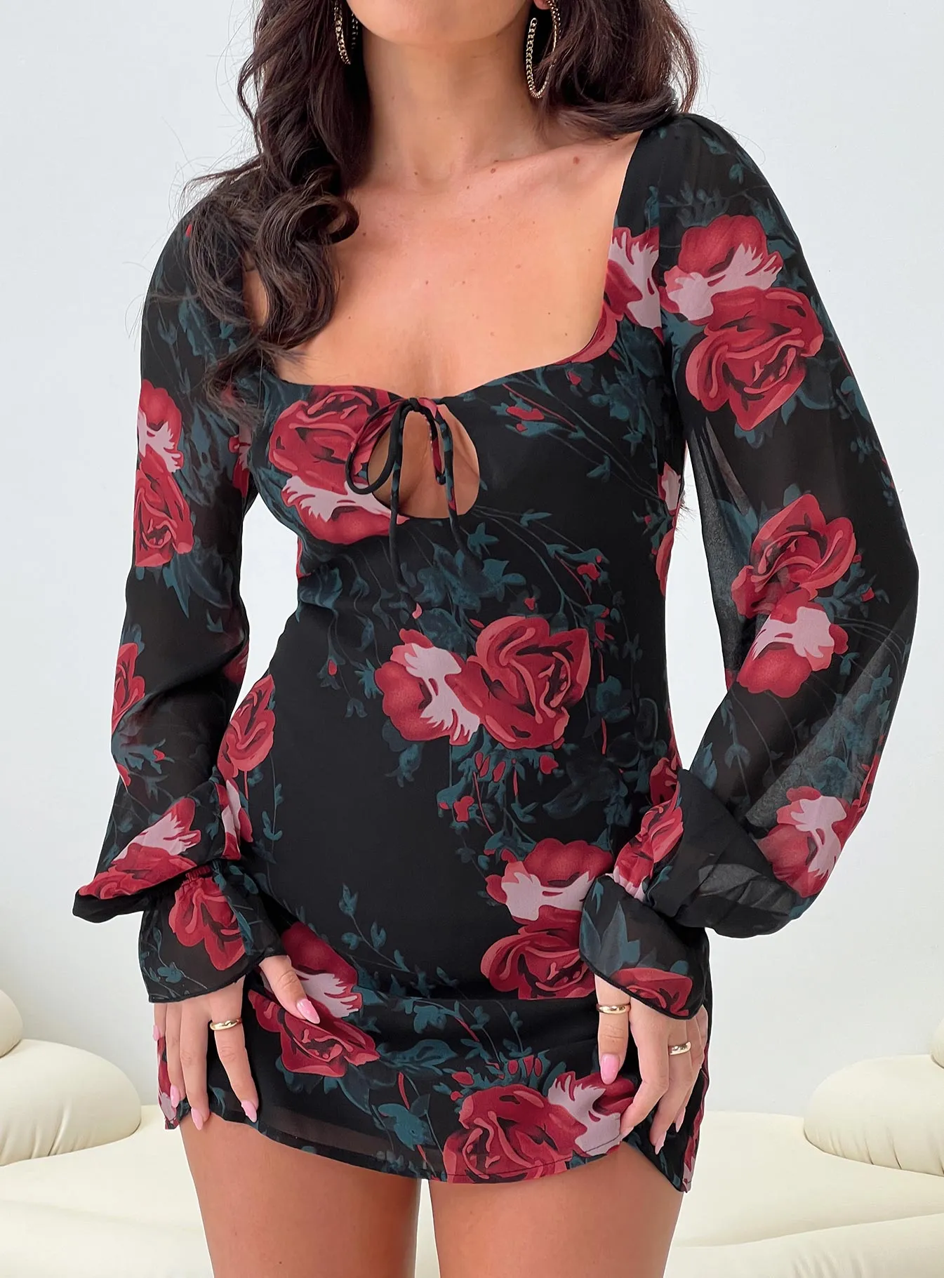 Bayford Long Sleeve Mini Dress Red / Black Petite Layered Ventilation