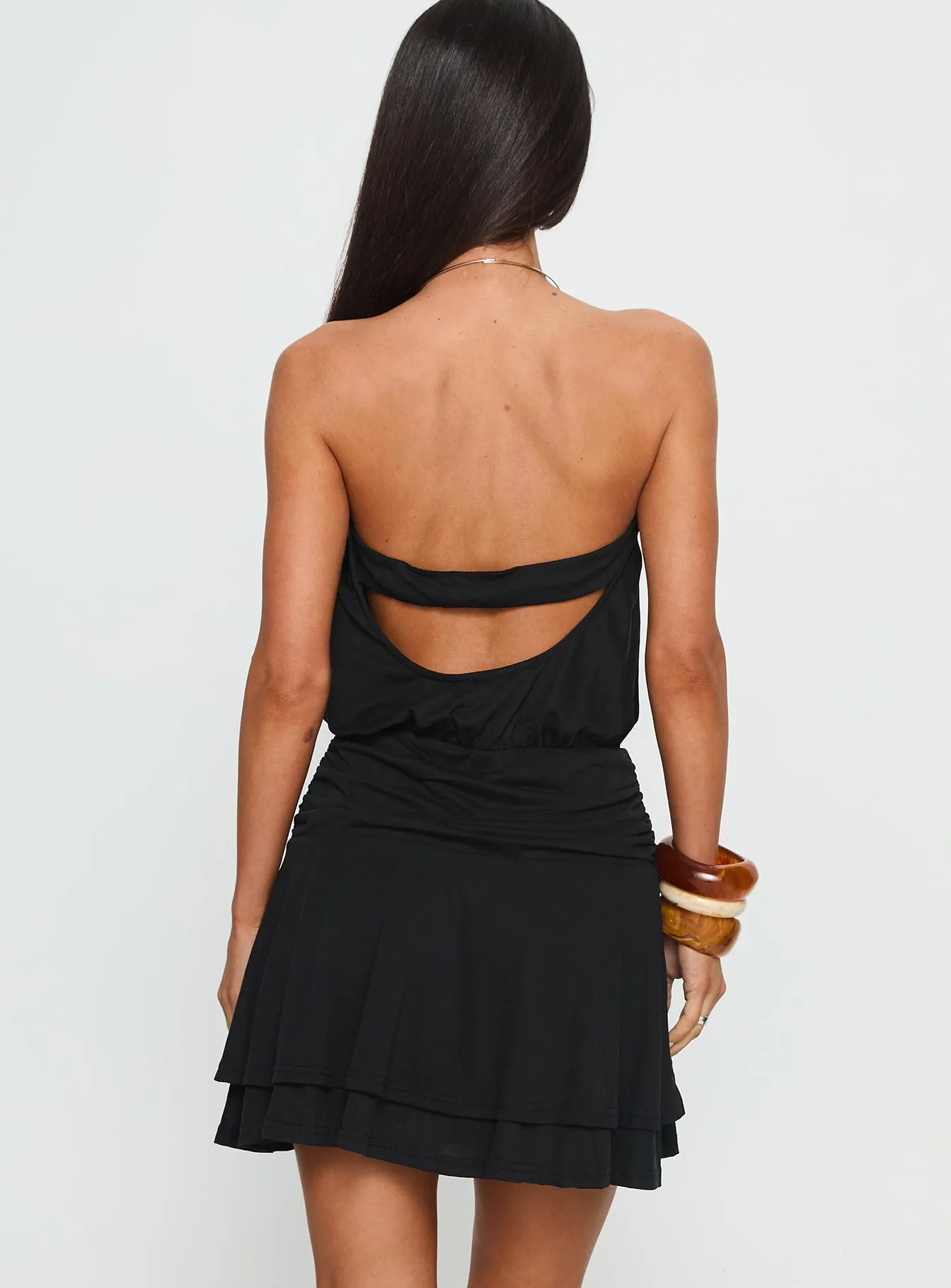 Convertible Straps Trend fresh Brionne Pendant Detail Mini Dress Black