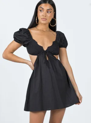 Elizer Mini Dress Black Layered Ruffle Accent