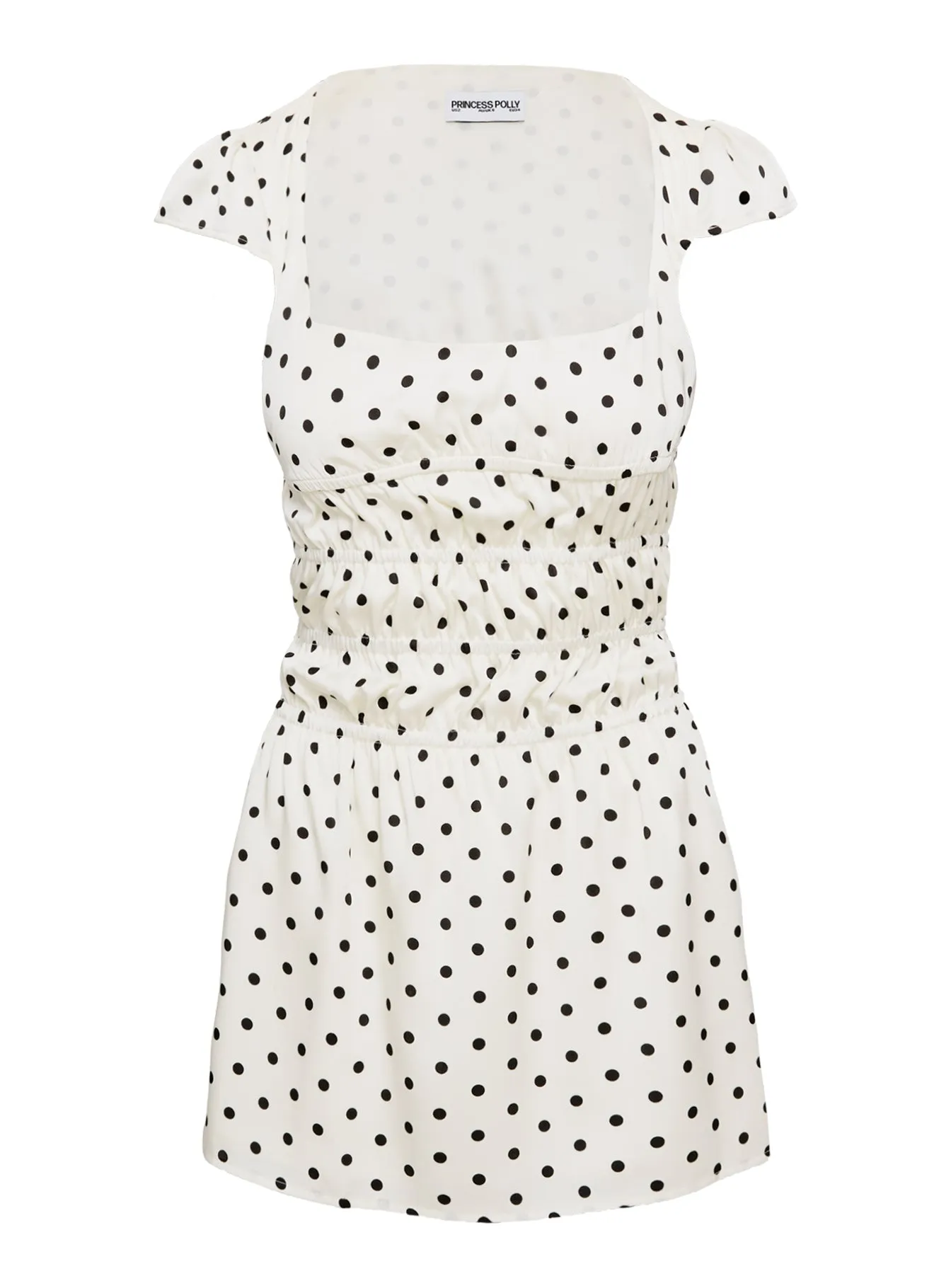 Youthful Appeal Evangelie Ruched Mini Dress White Polka