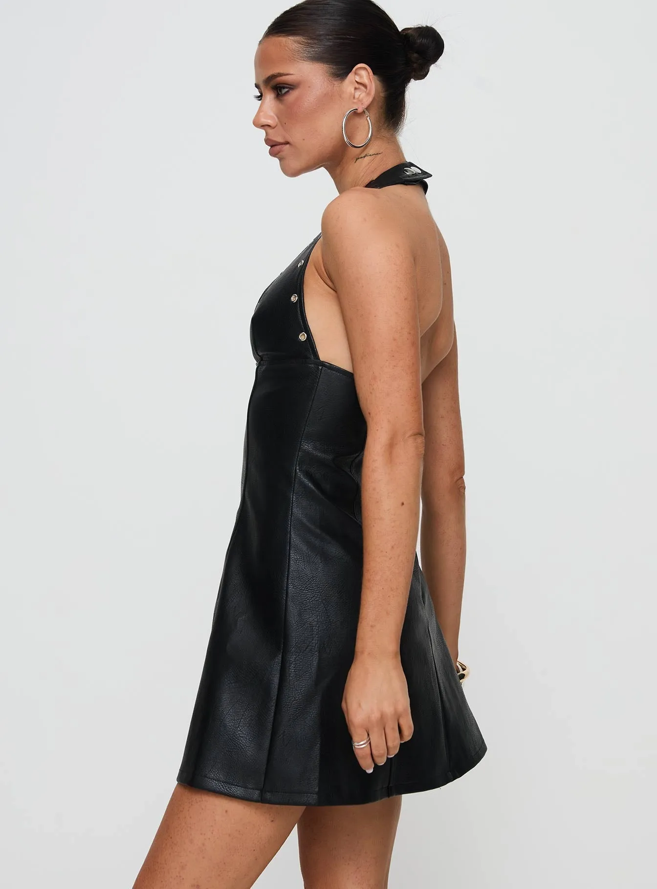 Hit Different Faux Leather Mini Dress Black Smart Casual Wear Comfortable fit mini