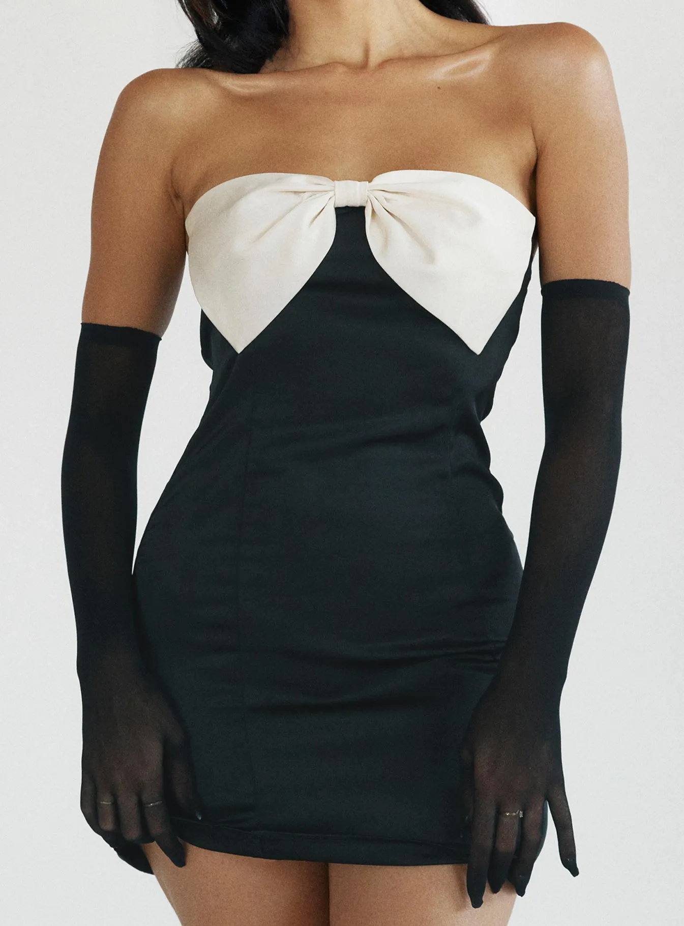 Kesy Bow Tie Mini Dress Black Vibrant Chic