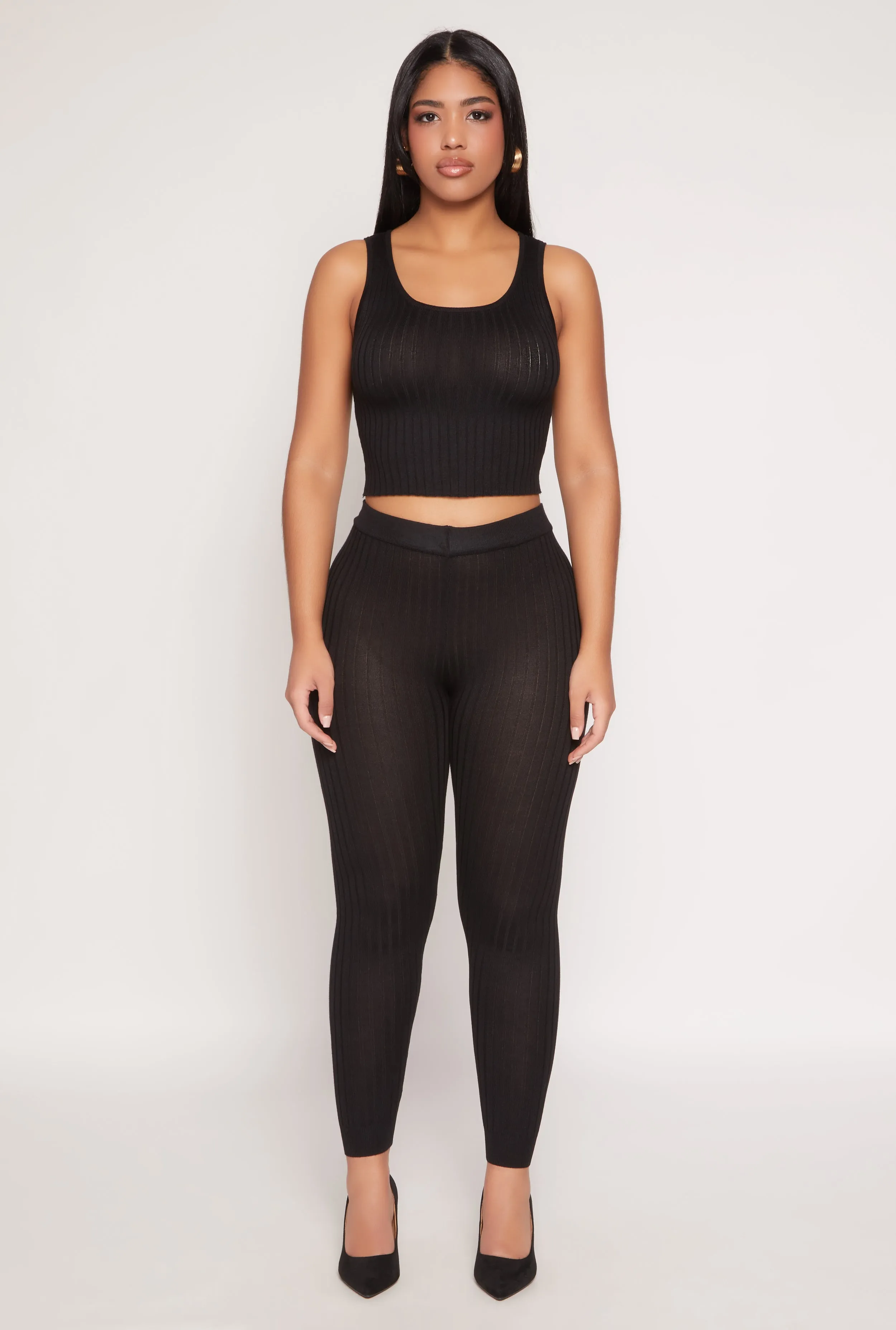 Max Comfort Daisy Ribbed Knit High Waisted Leggings
