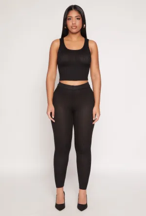 Max Comfort Daisy Ribbed Knit High Waisted Leggings