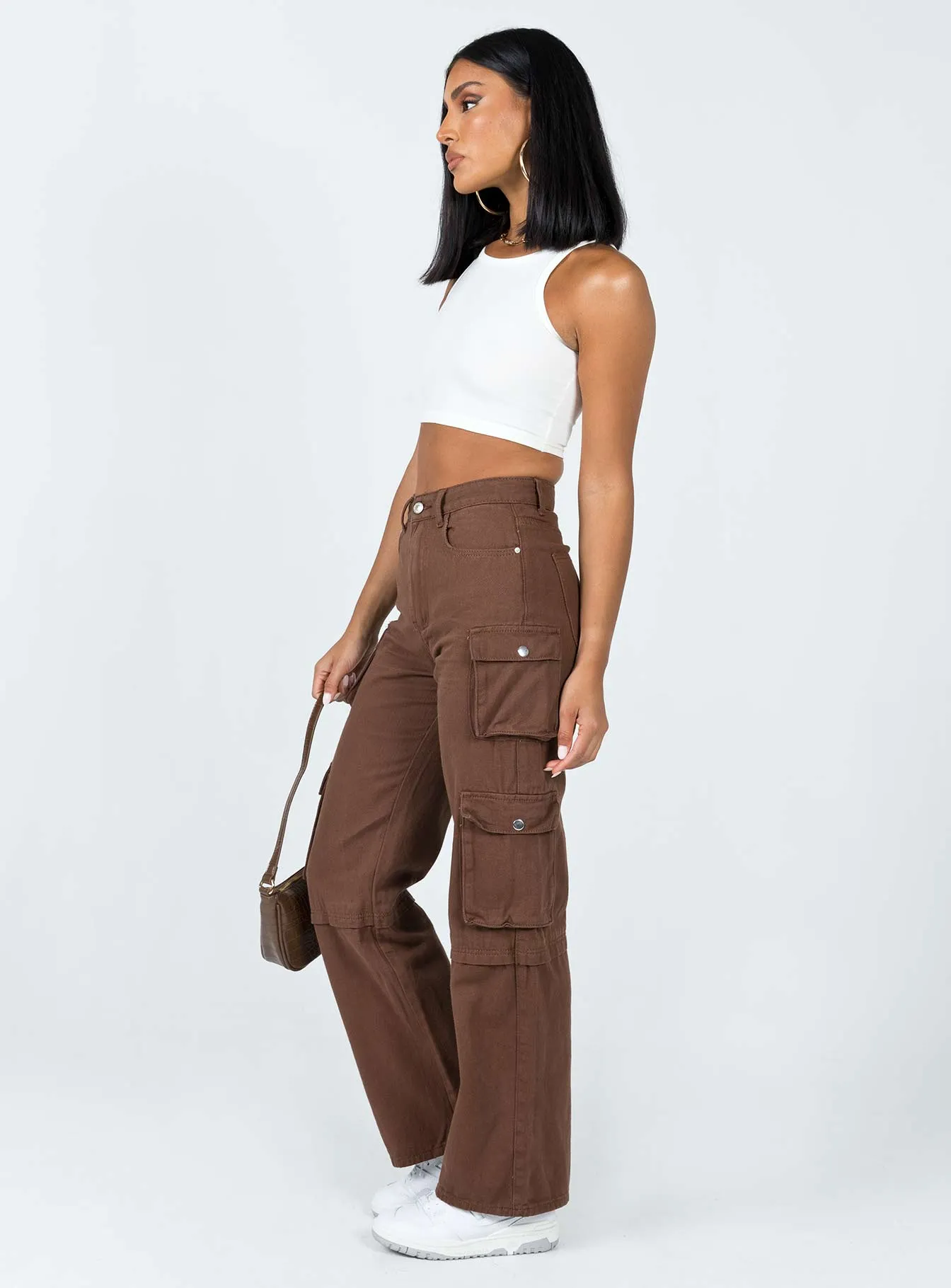 Darla Cargo Denim Jeans Brown Ready For All Total Comfort