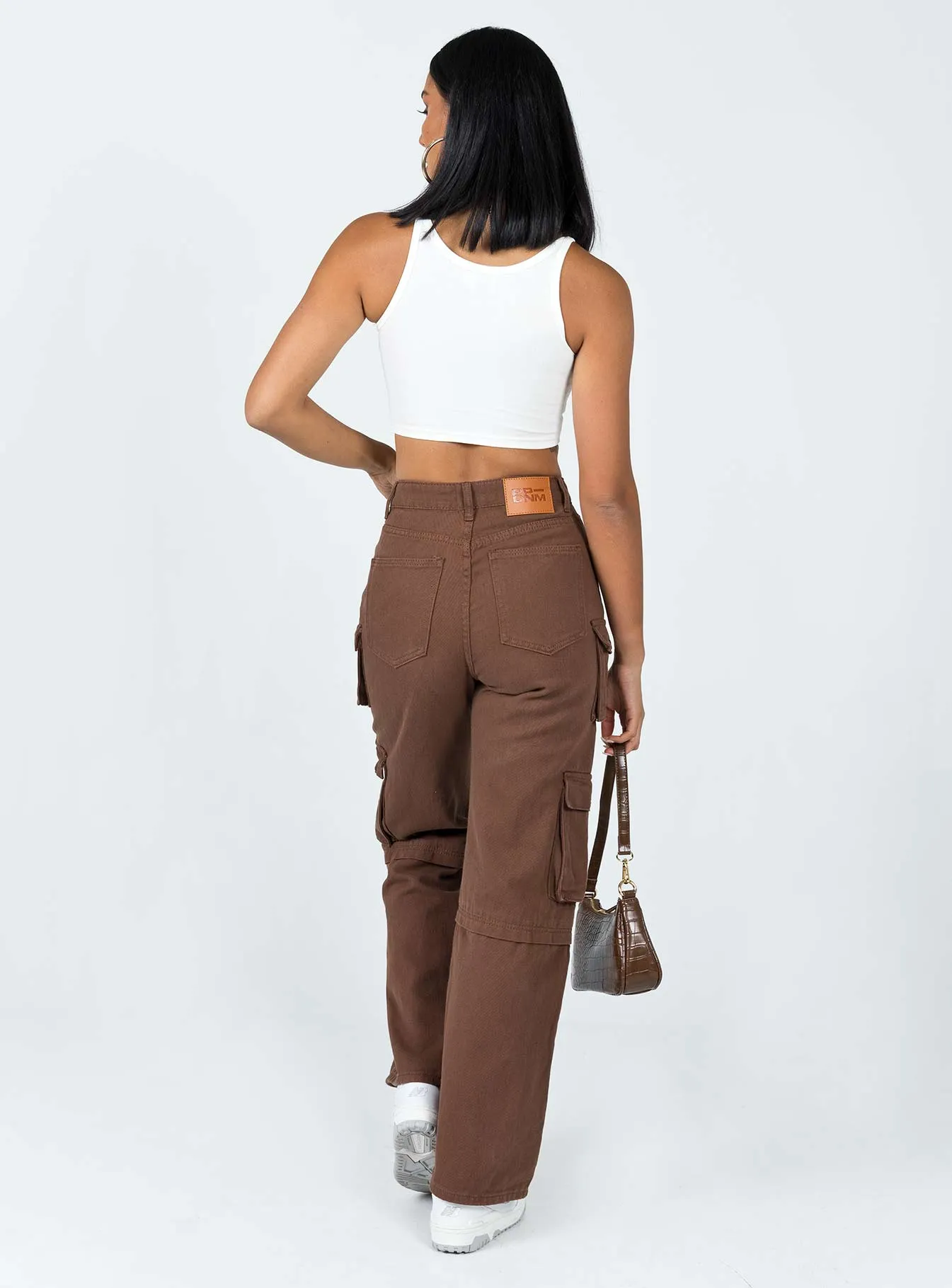 Morning Stroll Music Event Office Wear Darla Cargo Denim Jeans Brown