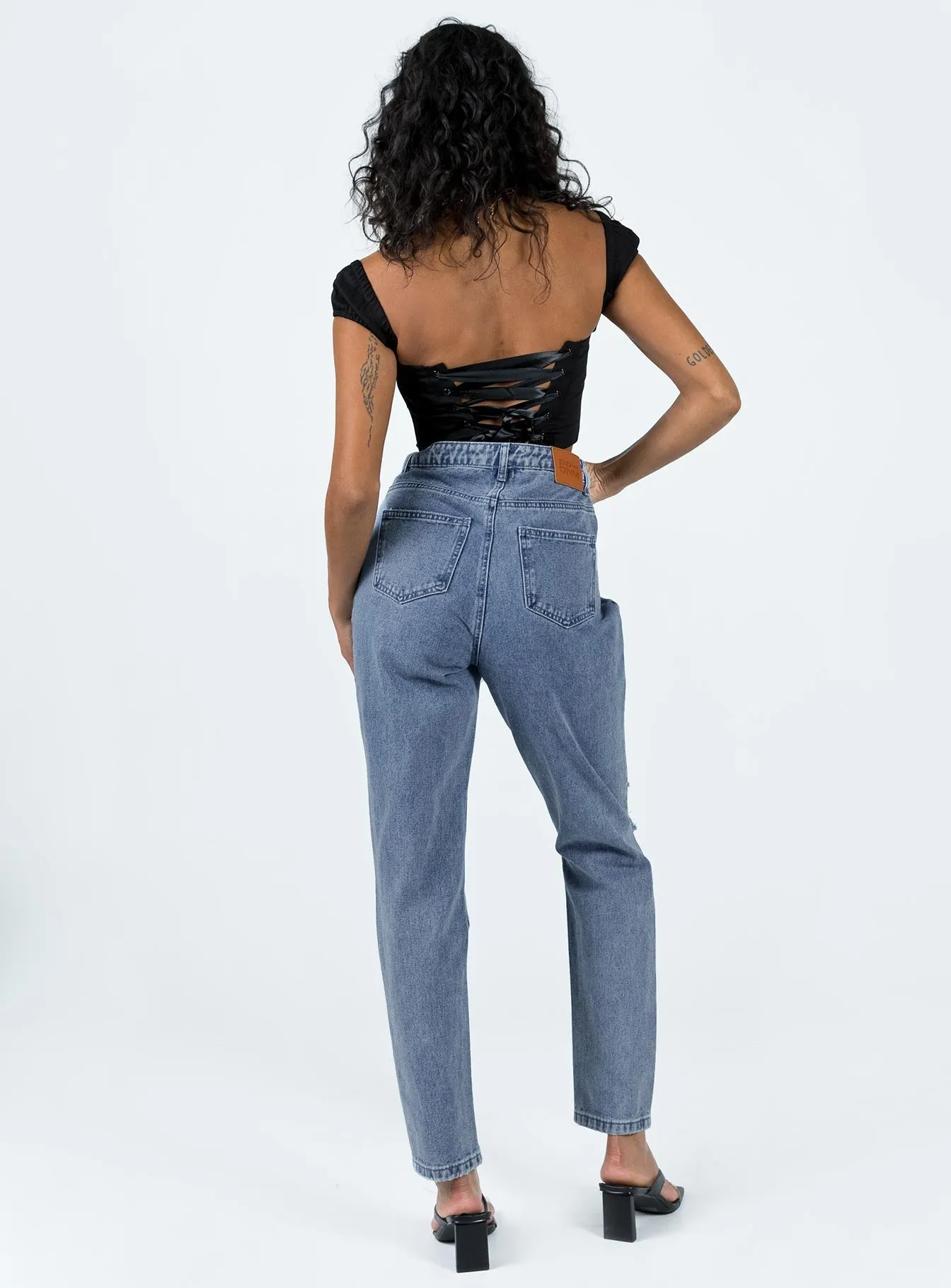 Unofficial High Waisted Mom Jean Light Wash Denim Style Basic