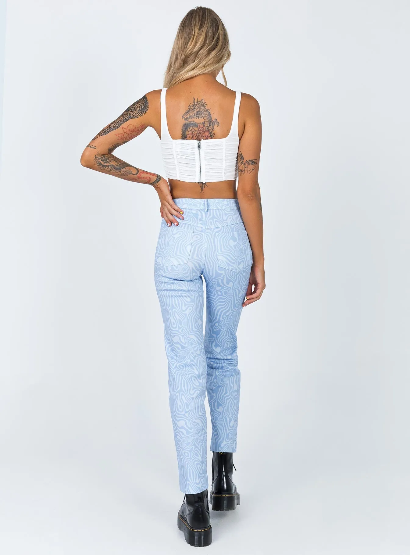 Addison Printed Jeans Blue Polished Look