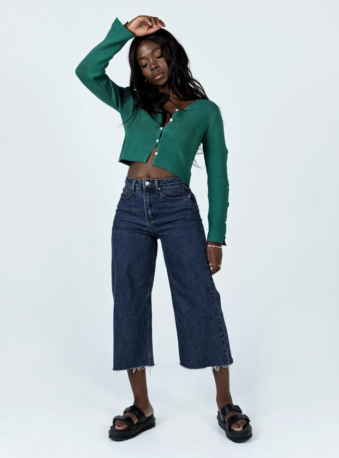 Andalusia Wide Leg Denim Jeans Night Out Neutral Textured Affordable Durable
