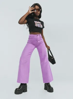 Demitra Wide Leg Jeans Purple Beach Day Minimalist Style Youth Style