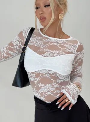Feelix Long Sleeve Lace Bodysuit White Sharp Friends Relax Daily