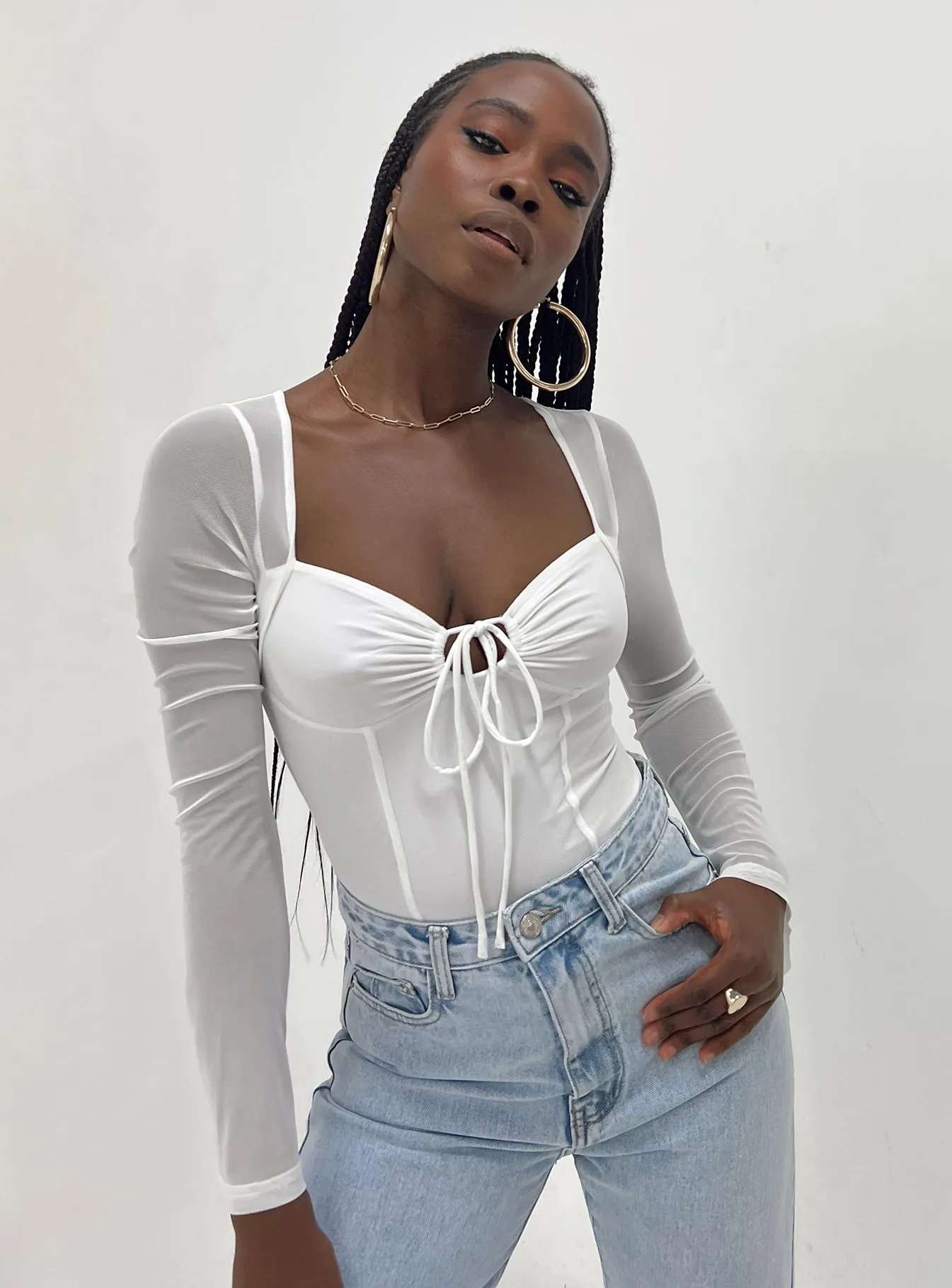Jacob Long Sleeve Bodysuit White Indoor Sharp