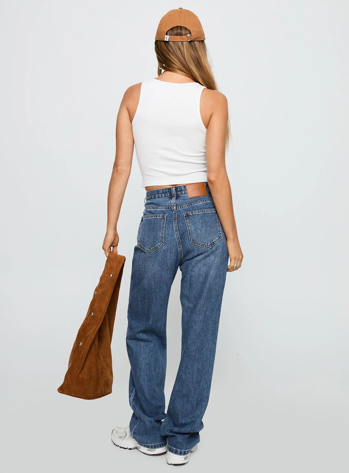 Work Ready Lightweight Textured Adaptive Stretch Fabric Laid Back Low Rise Straight Leg Jeans Dark Blue Wash