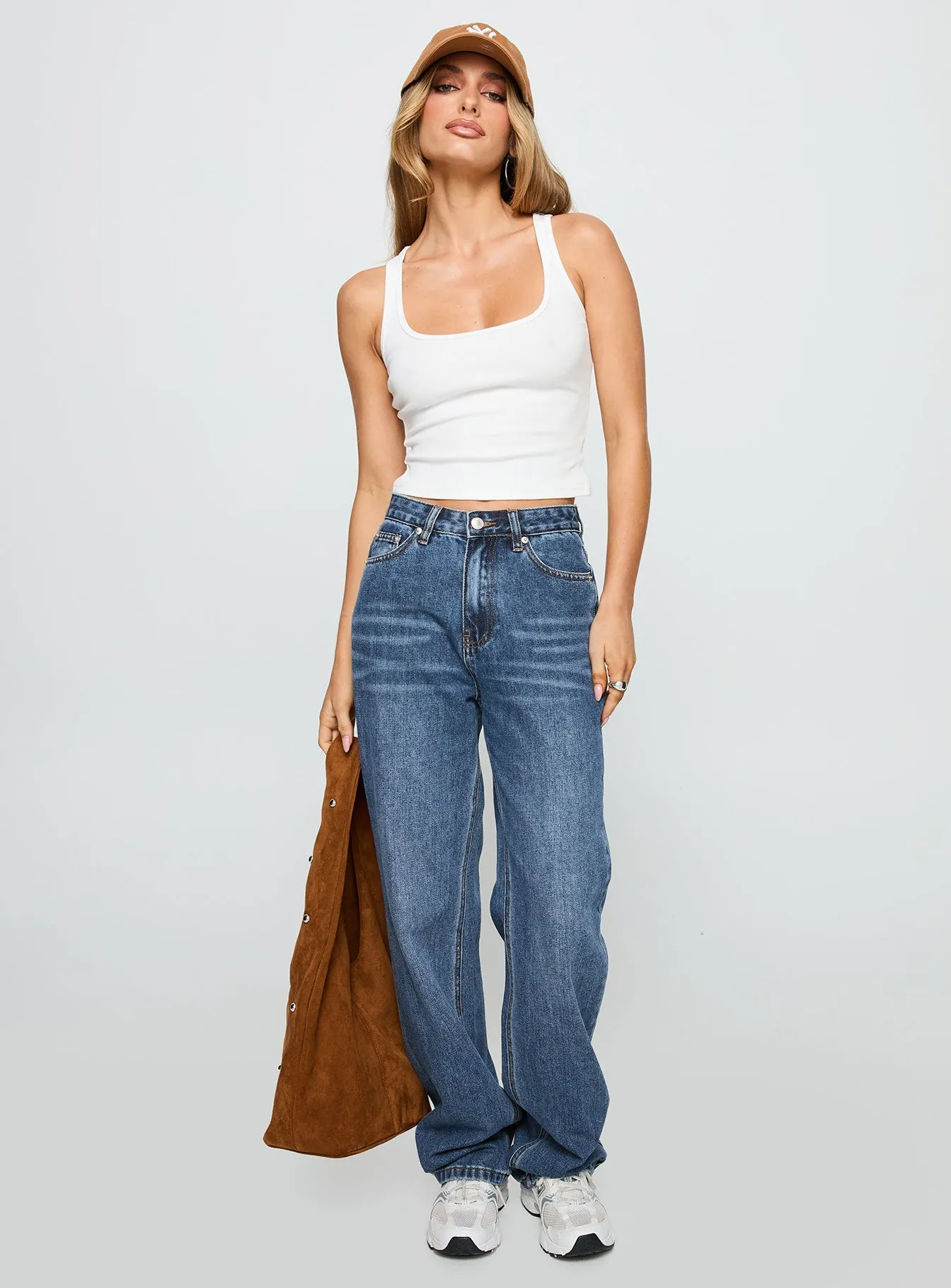 Stretch Recovery Wardrobe Classic Laid Back Low Rise Straight Leg Jeans Dark Blue Wash