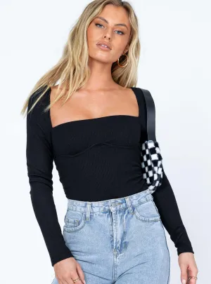 Versatile Cool Outdoor Street Sofia Long Sleeve Bodysuit Black