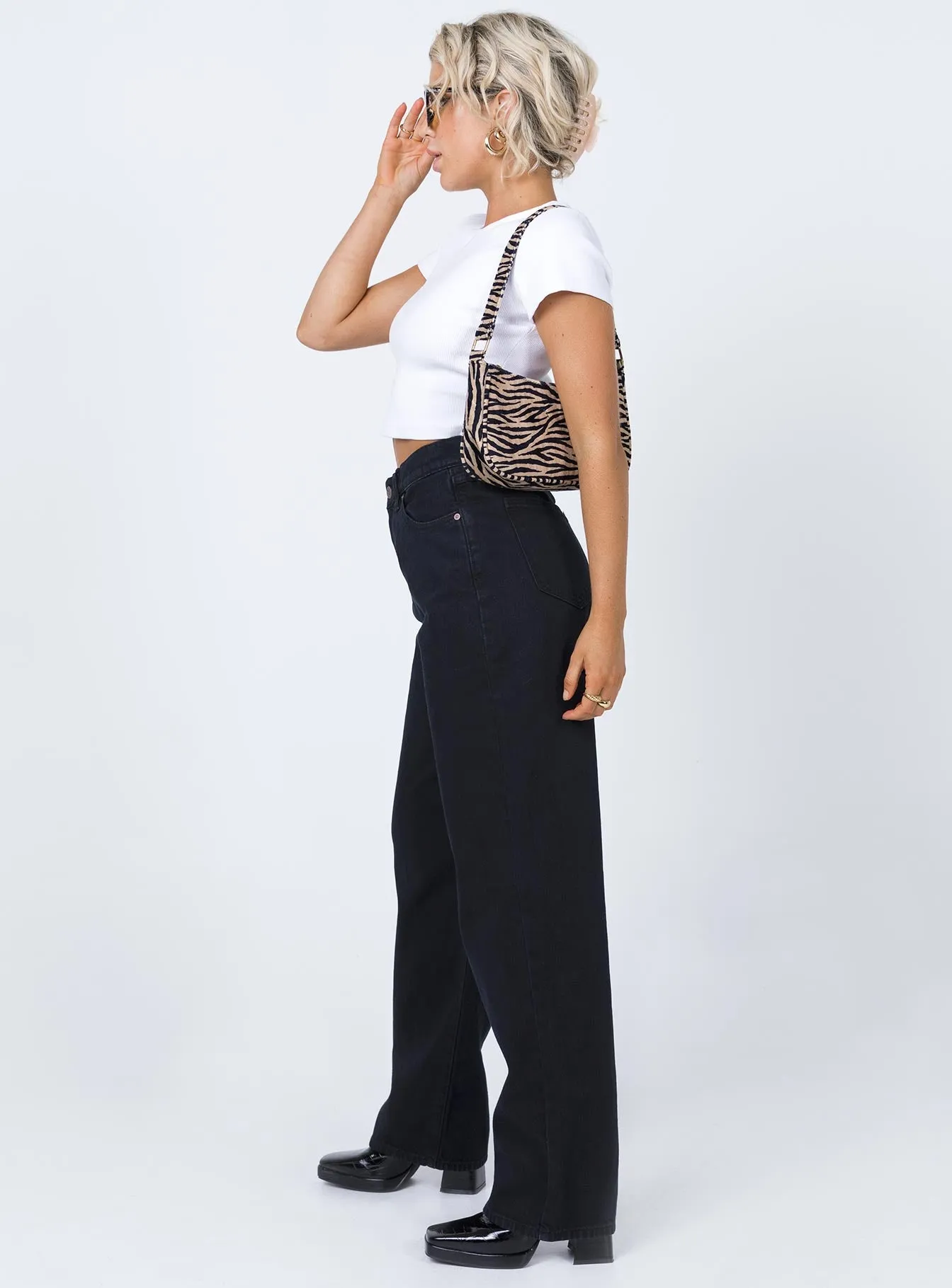 Raw Hem Design Easy Option Abrand Slouch Jean Black