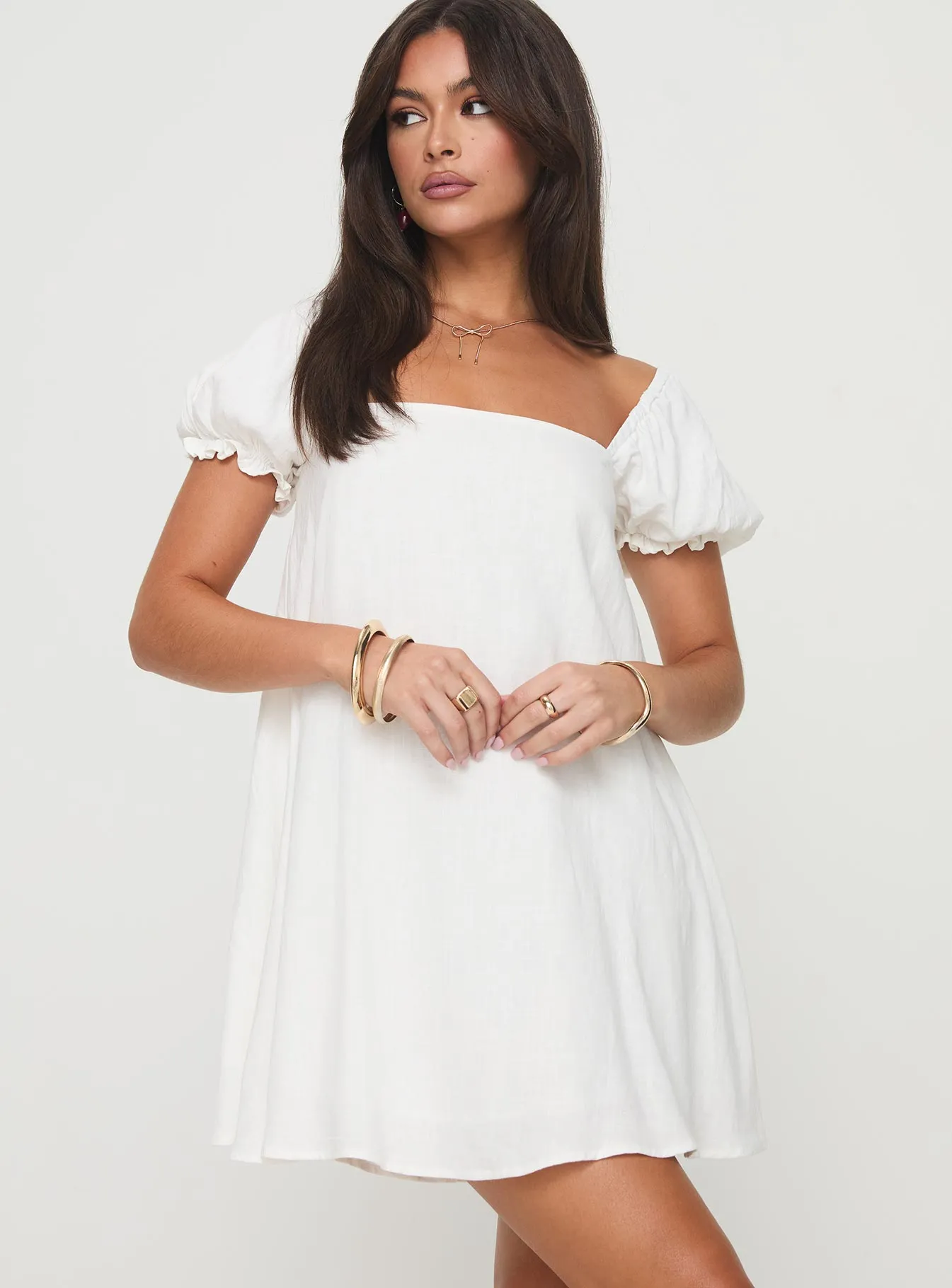 Party Beat Beyond Linen Blend Mini Dress White