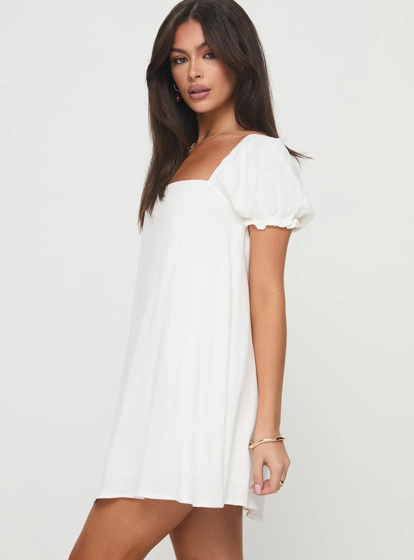 Glam Power Light Fresh Beyond Linen Blend Mini Dress White