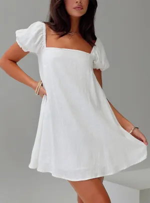 Versatile mini for casual wear Charming Silhouette Beyond Linen Blend Mini Dress White