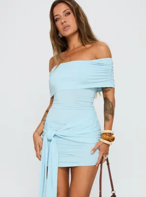 Flattering mini dress for all shapes Non Irritating Tags Island Girl Tie Skirt Mini Dress Light Blue