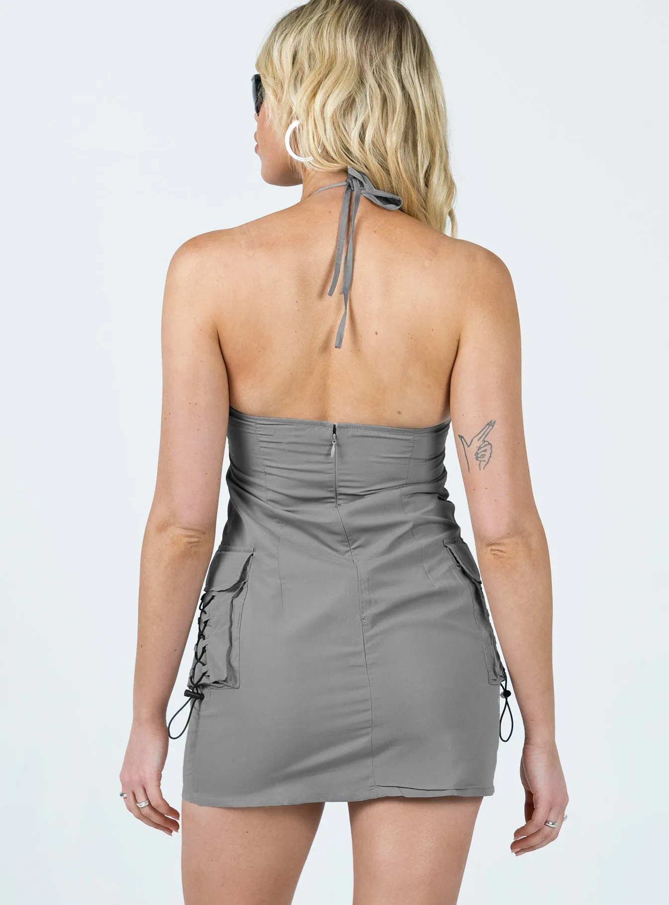Catch Eyes Motel Schmidt Mini Dress Grey
