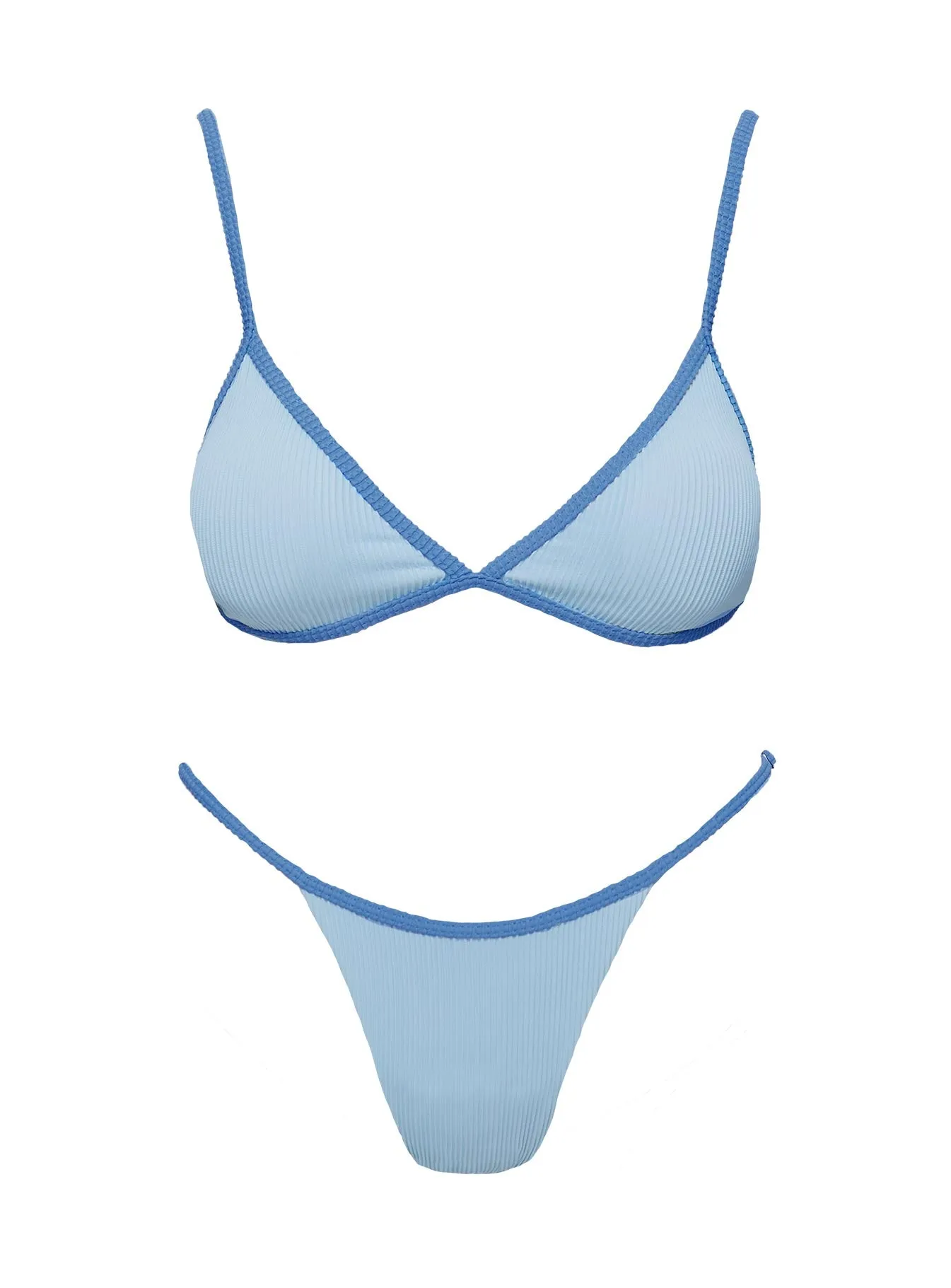 Jessie Adjustable Triangle Bikini Top Sky Blue Quick Drainage Weave
