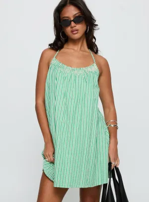 Winx Halter Mini Dress Green Stripe Easy-care playful dress
