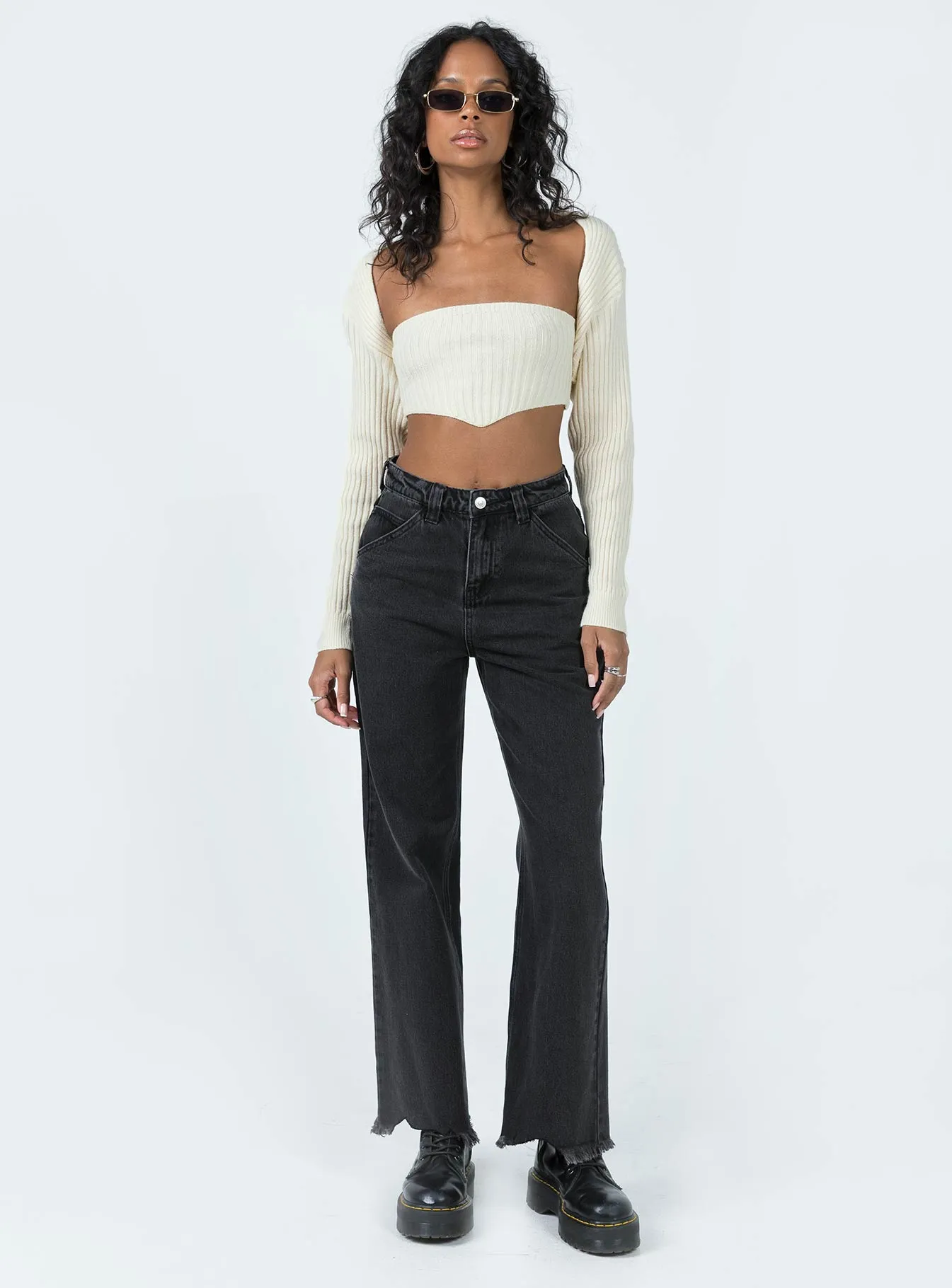 Carmona Sweater Set White Tapered Cut
