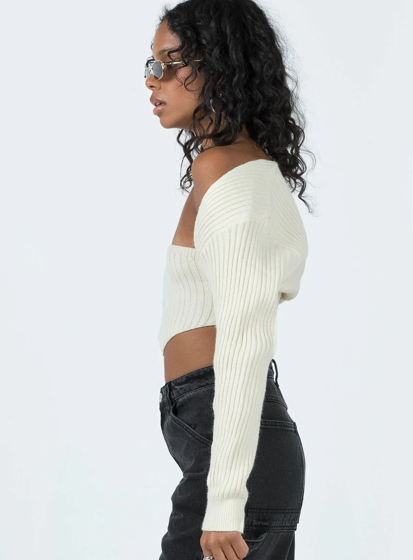 WrinkleFree Weaving Carmona Sweater Set White