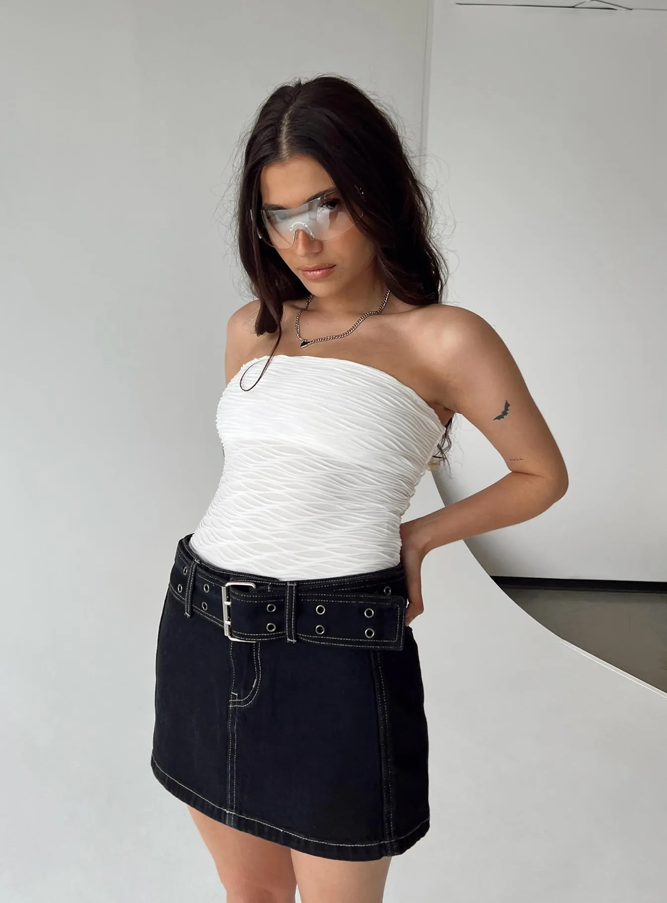 Makena Strapless Bodysuit White Petite Versatile Festival Versatile Cool