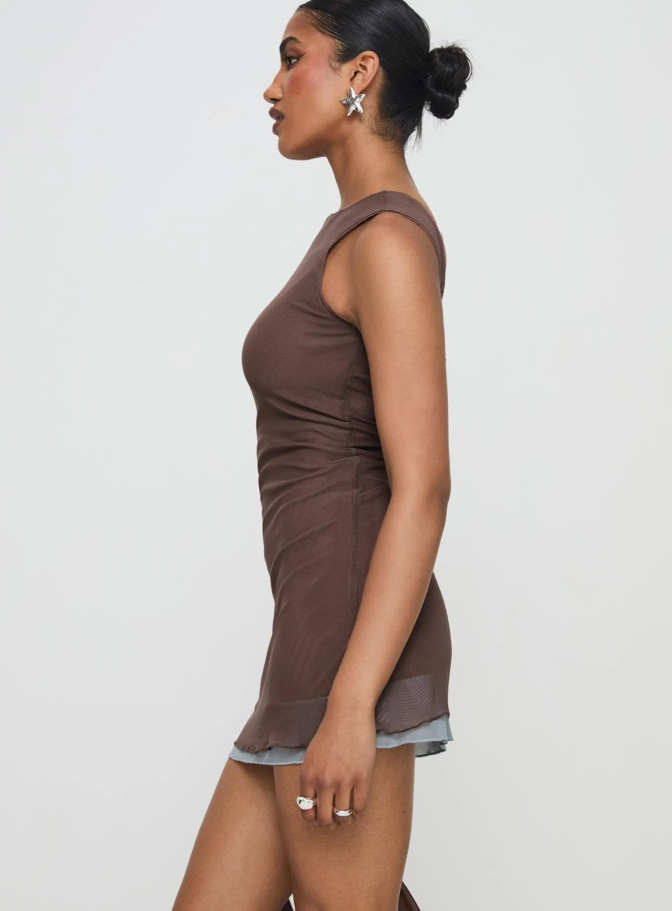 Light Edge Rush Style Ren Mini Dress Brown/ Blue