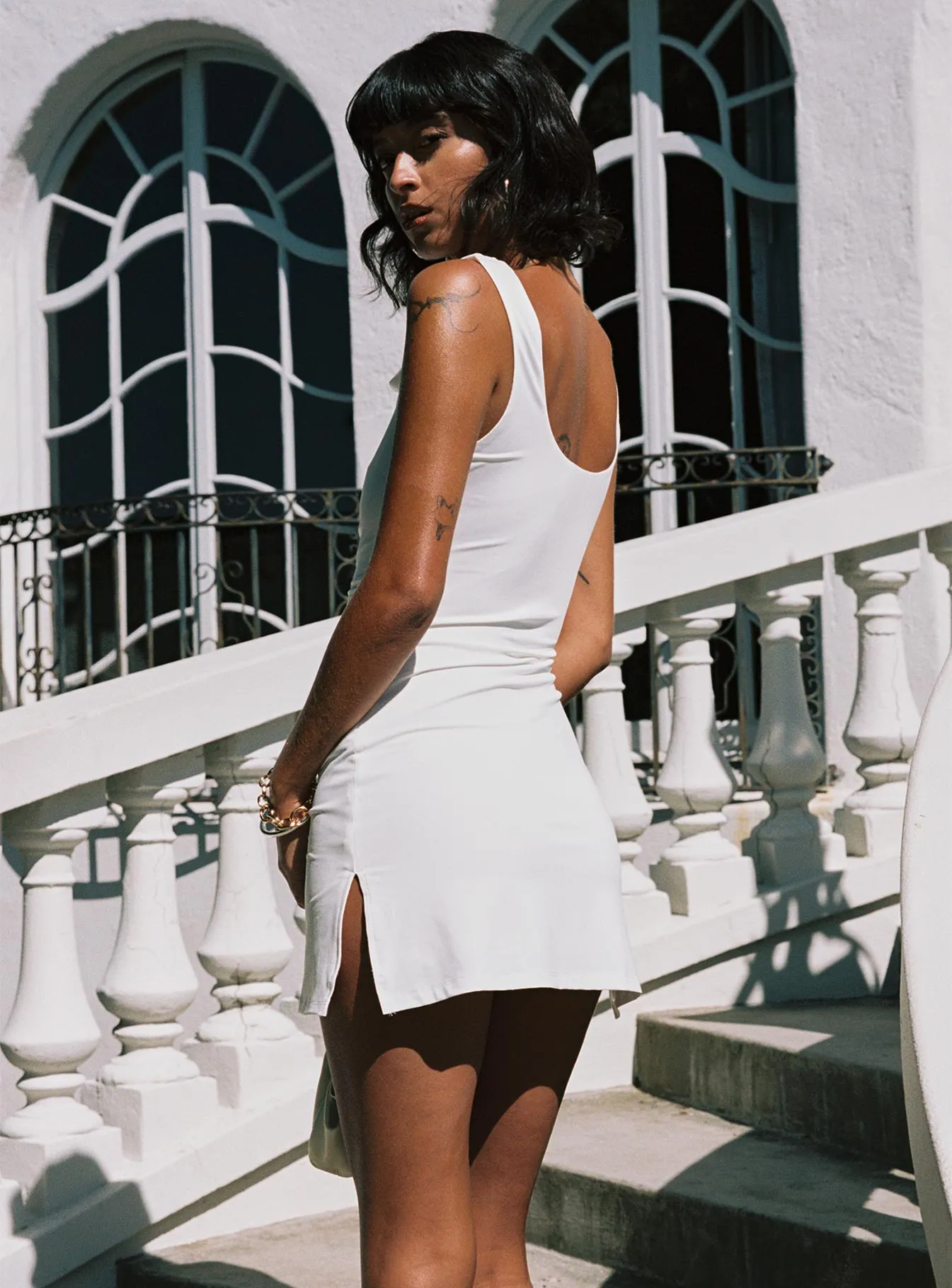 Renault Mini Dress White Bold statement dress Short playful dress for vacations