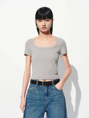 Non-toxic Slim Fit Square Collar T-shirt