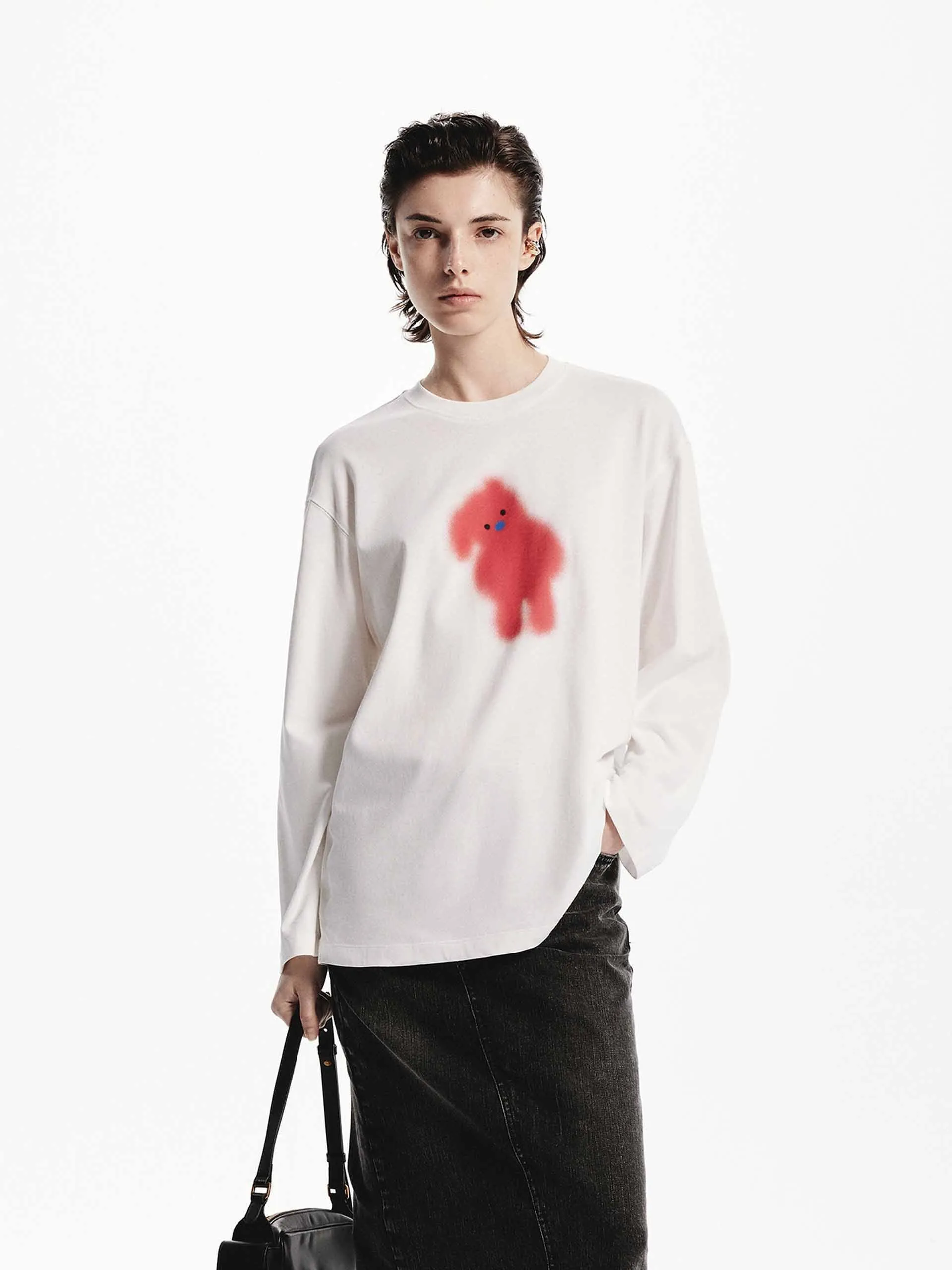 Cartoon Print Loose T-shirt Cozy Feel