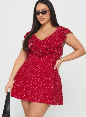 Summer Style Modern body-hugging short dress Cherry Schnapps Flutter Mini Dress Red Polka Curve