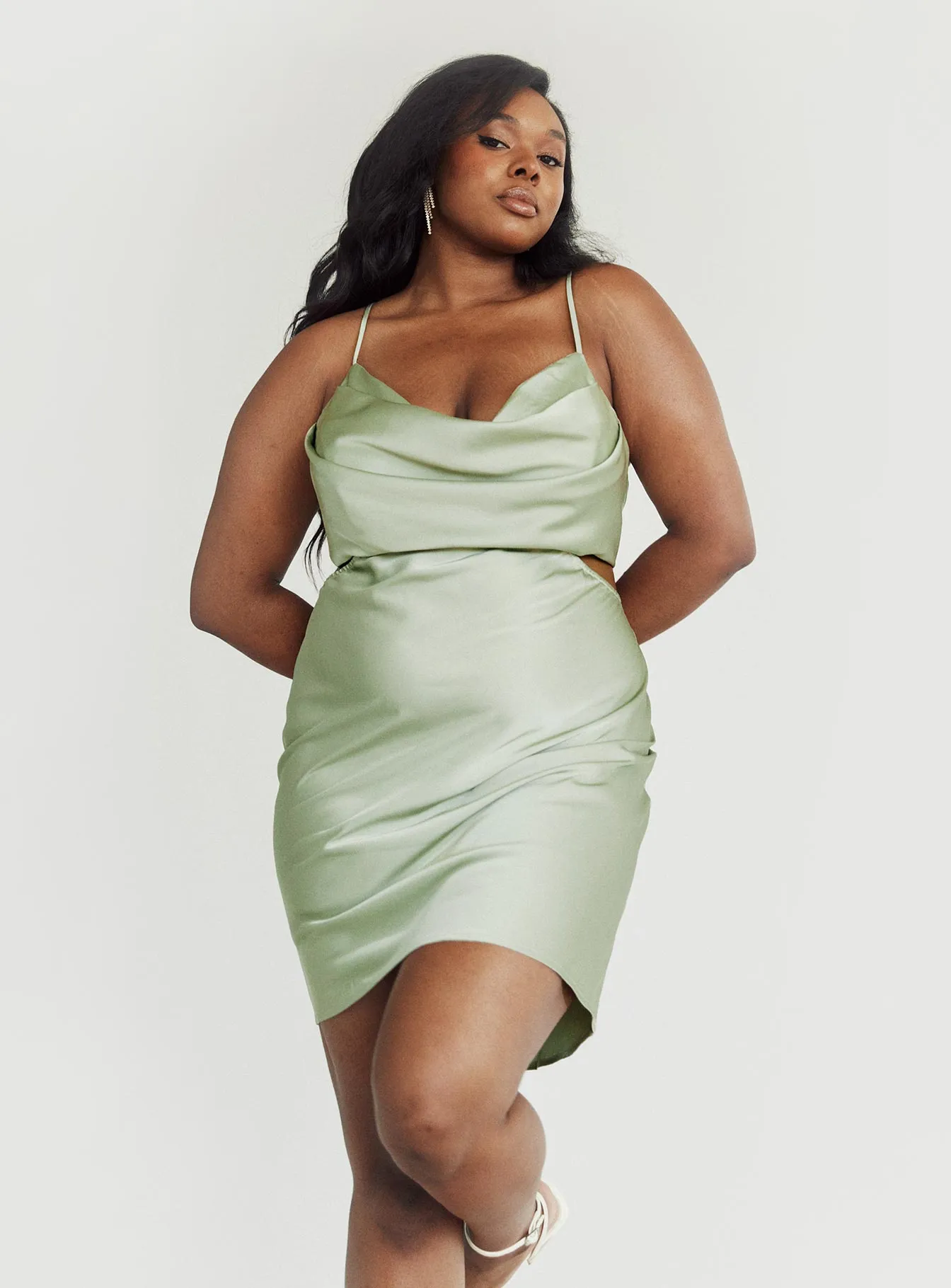 Jemma Mini Dress Sage Curve Hot Pick Fun casual mini