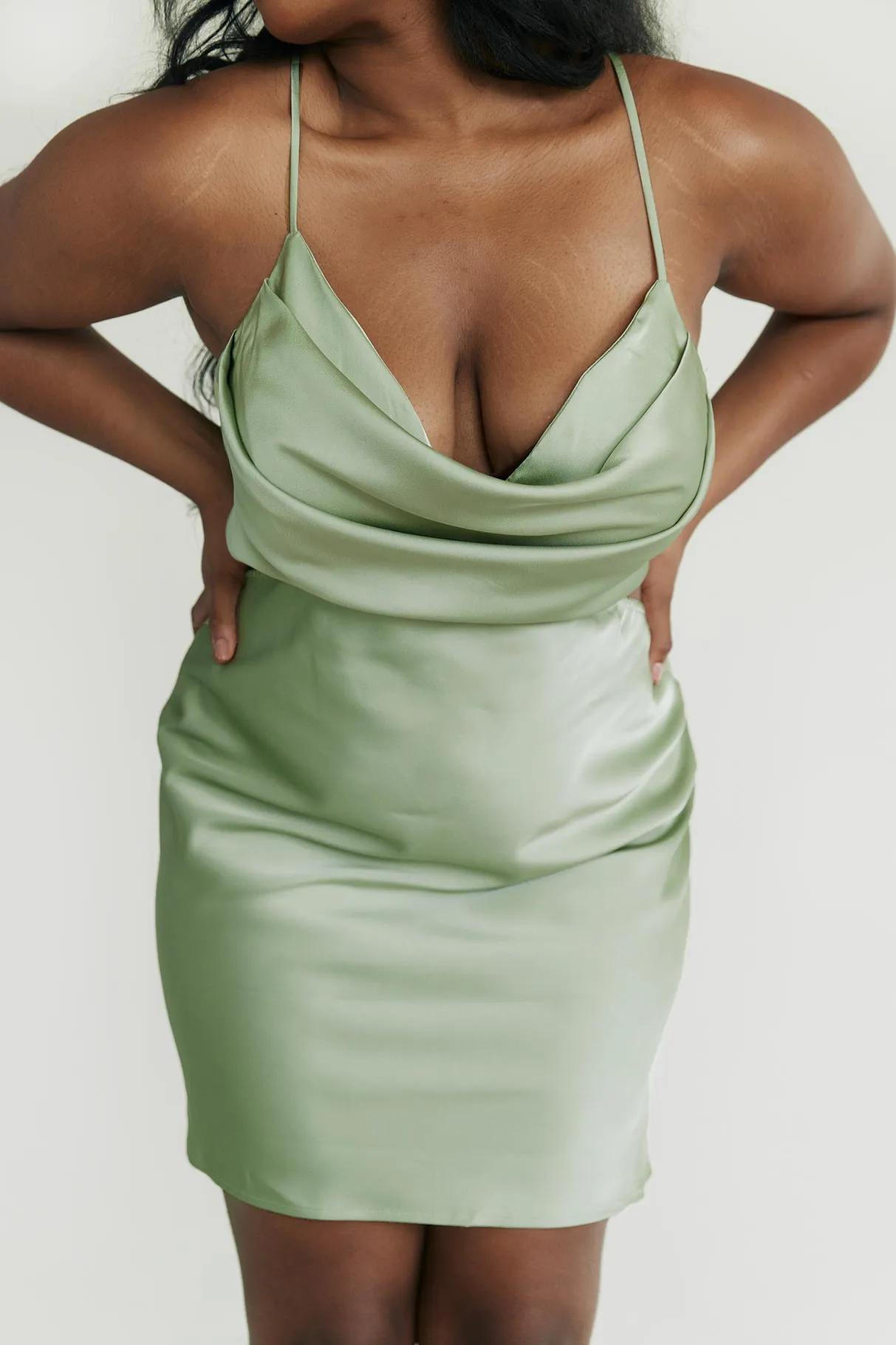 Jemma Mini Dress Sage Curve High Light Casual Chic Wear