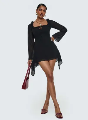 Revival Long Sleeve Mini Dress Black Boho Chic Look