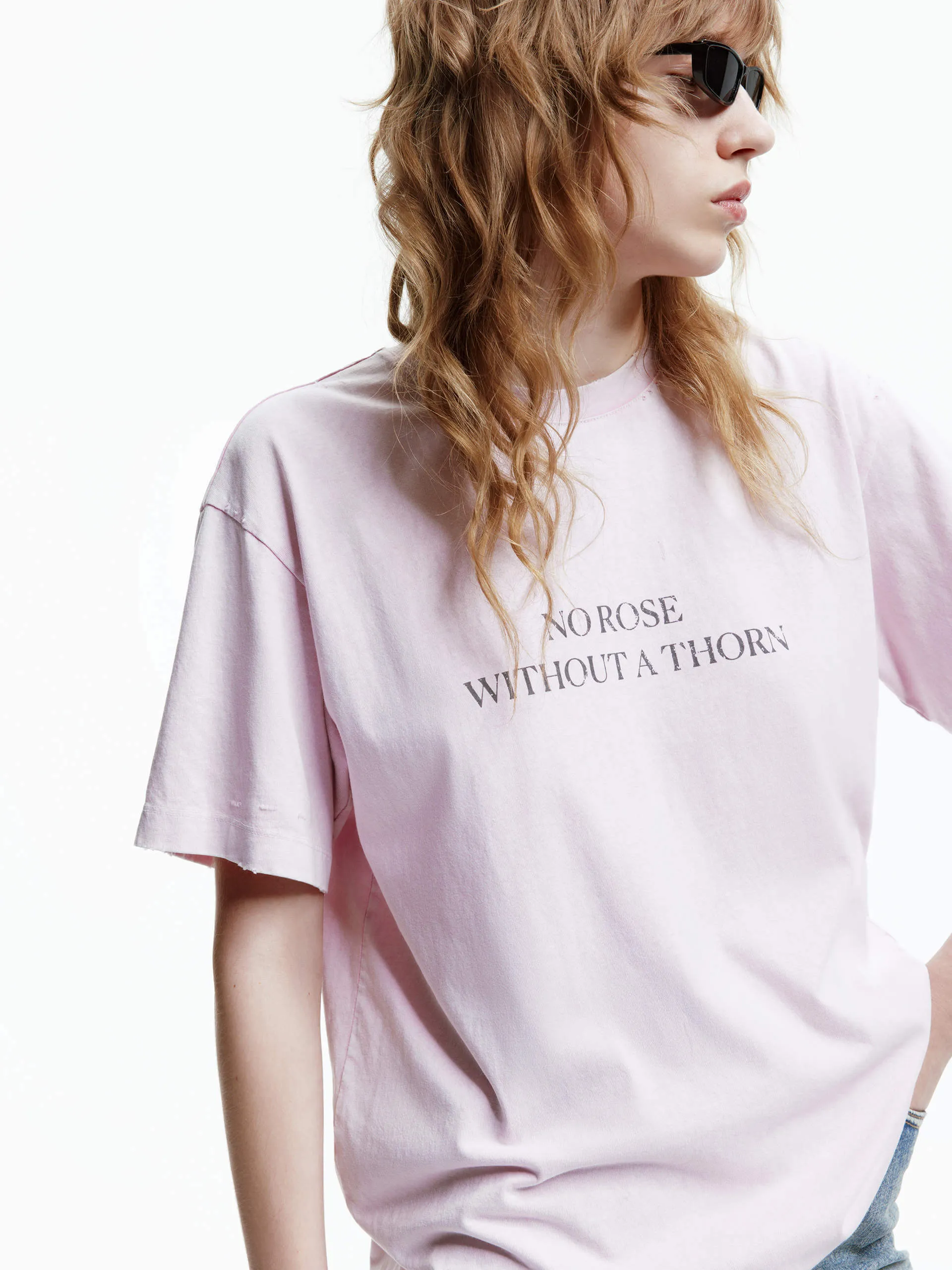 ZeroWaste Production Lightweight Material Letter Print Loose T-shirt