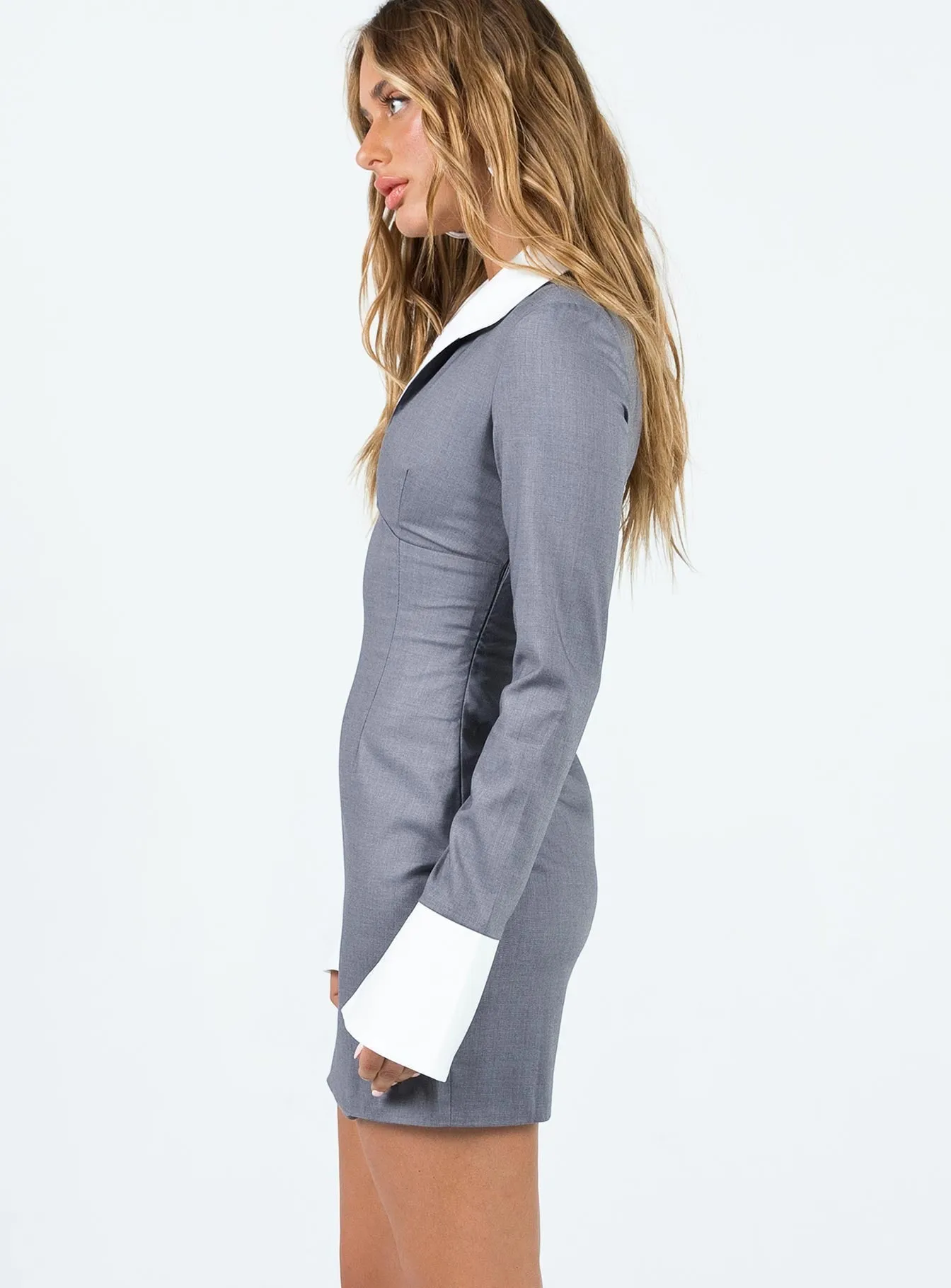 Nikki Long Sleeve Mini Dress Grey Skin Feel