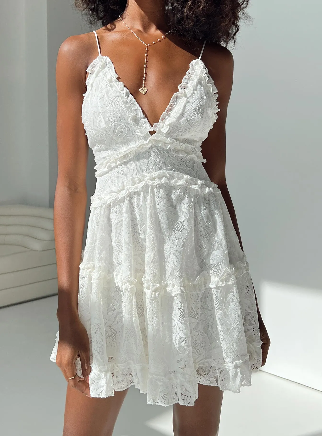 Light Fresh Club Glow Hollander Mini Dress White