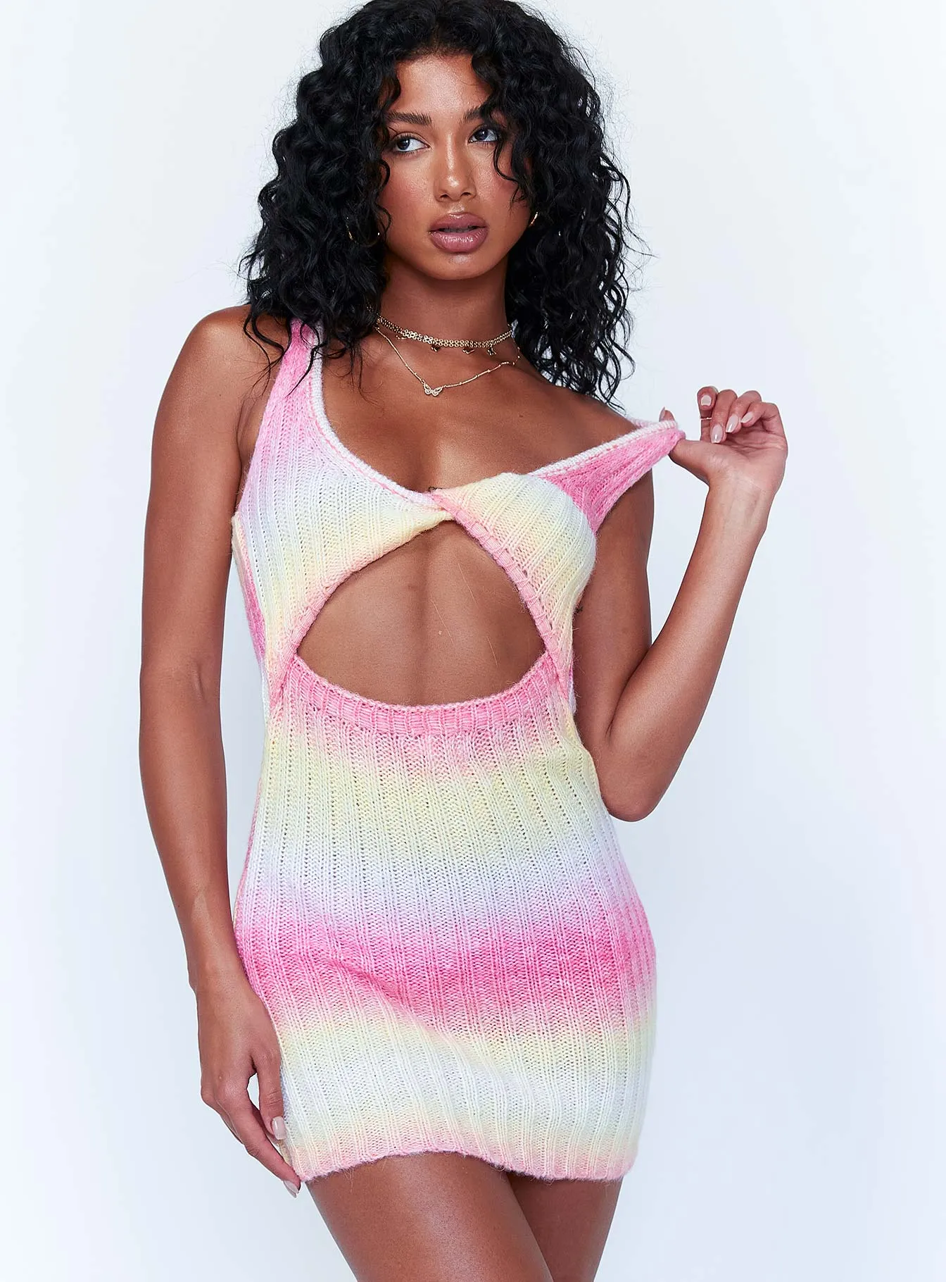 Soft fabric mini Mila Mini Dress Yellow / Pink