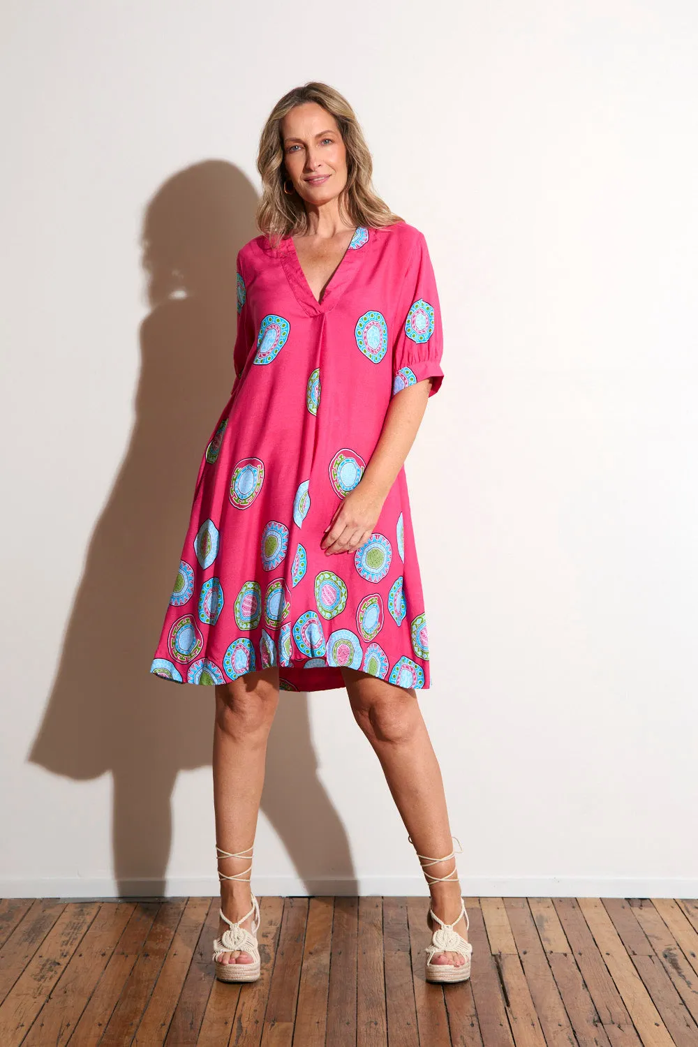 Kora Puff Sleeve Dress in Paloma CompactPackableDesign LightweightDesign