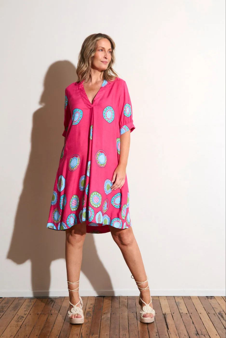 Muse Edge Kora Puff Sleeve Dress in Paloma