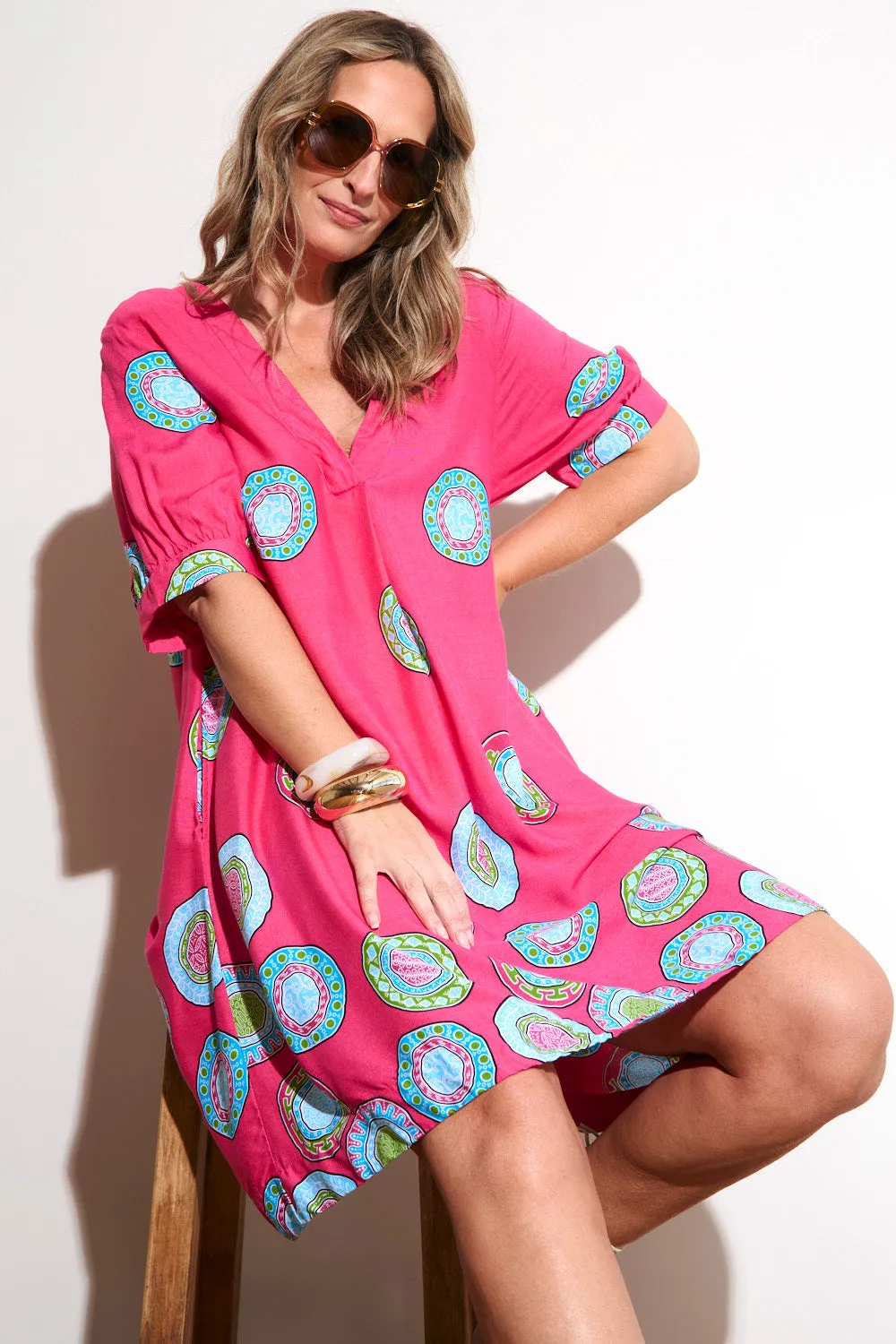 Inner Glow HighVisibility Trim Kora Puff Sleeve Dress in Paloma